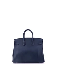 Pre-Owned Hermes Birkin 25 Handbag Blue Swift with Palladium Hardware