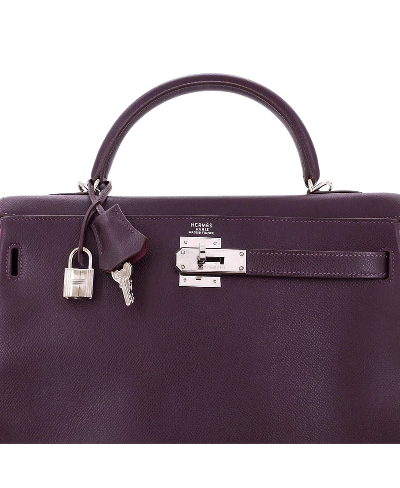 Pre-Owned Hermes Kelly 32 Handbag Bicolor Epsom with Palladium Hardware