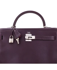 Pre-Owned Hermes Kelly 32 Handbag Bicolor Epsom with Palladium Hardware