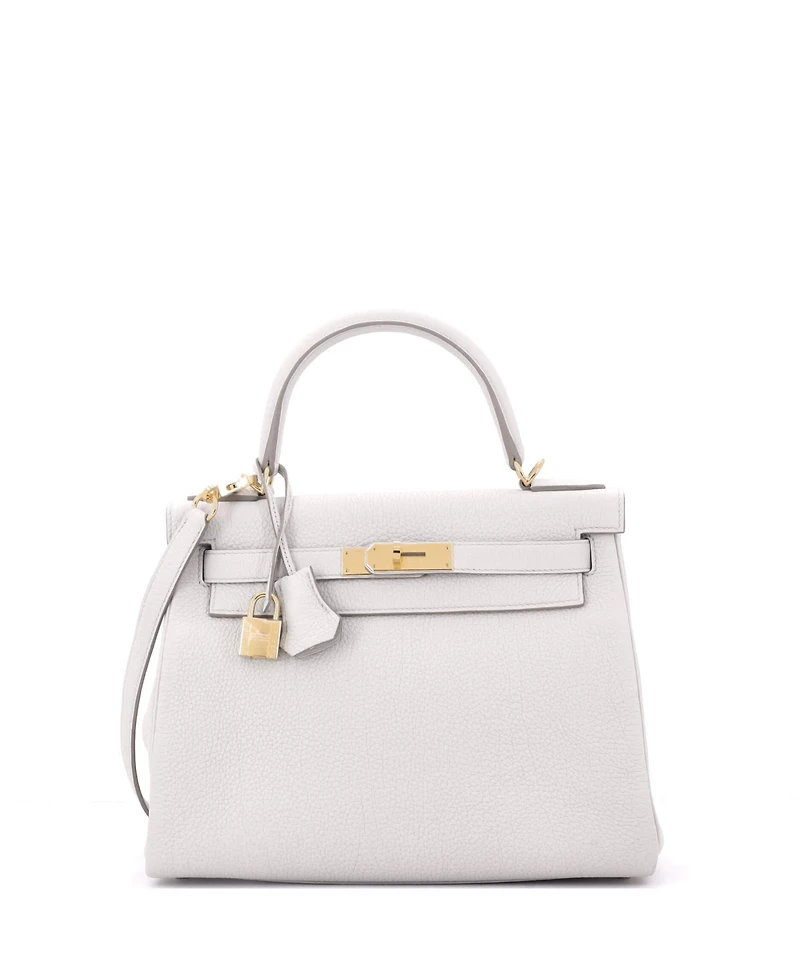 Pre-Owned Hermes Kelly 28 Handbag Light Togo with Gold Hardware
