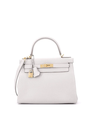 Pre-Owned Hermes Kelly 28 Handbag Light Togo with Gold Hardware