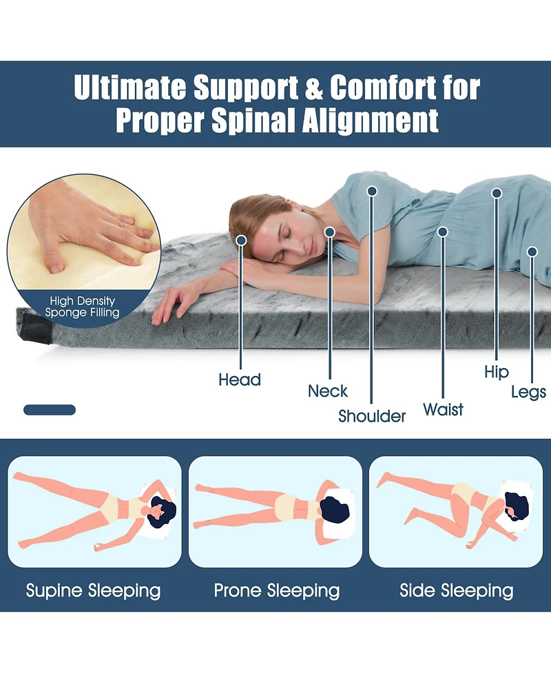 Akiudex Lightweight Portable Memory Foam Camping Mattress with Carrying Bag - Gray