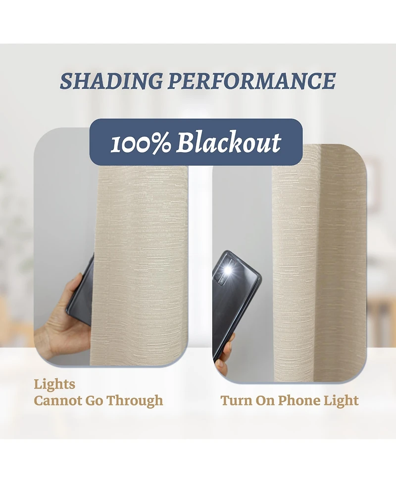 Awesome Home 100% Blackout Cotton Blend Thermal Grommet Curtains, 2 Panels