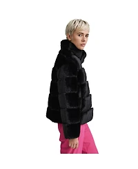 Nvlt Women's Wide Stripe Faux Fur Jacket