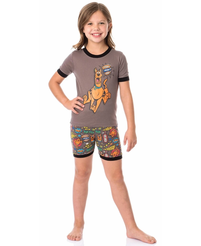 Scooby-Doo Boys' Tight-Fit 2-Piece Character Kids Cotton Pajama Short Set