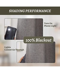 100% Blackout Linen Texture Curtains with Grommet Top, 2 Panels