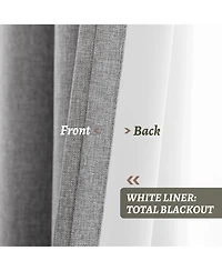 100% Blackout Linen Texture Curtains with Grommet Top, 2 Panels