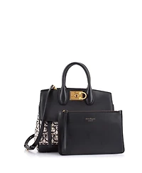 Pre-Owned Salvatore Ferragamo Small Studio Satchel Gancini Jacquard and Leather