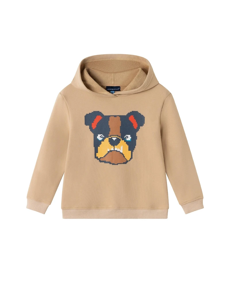 Andy & Evan Toddler/Child Boys Hooded Bulldog Patch Sweatshirt Pant