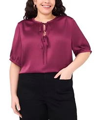 Vince Camuto Womens Solid Color Short Sleeve Blouse