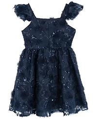 Rare Editions Big Girls 3D Floral Embroider Mesh Social Dress