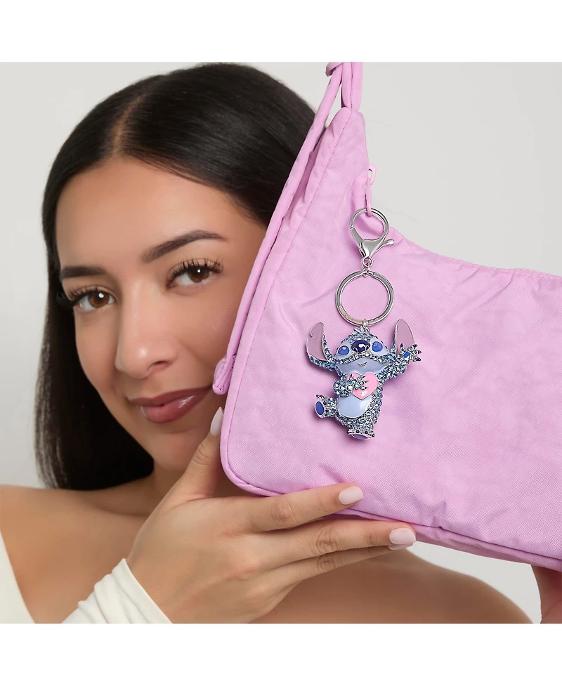 Disney Stitch Keychain Official License, Multicolored Pave Crystal Stitch Heart Charm Keychain, Disney Bag Charm