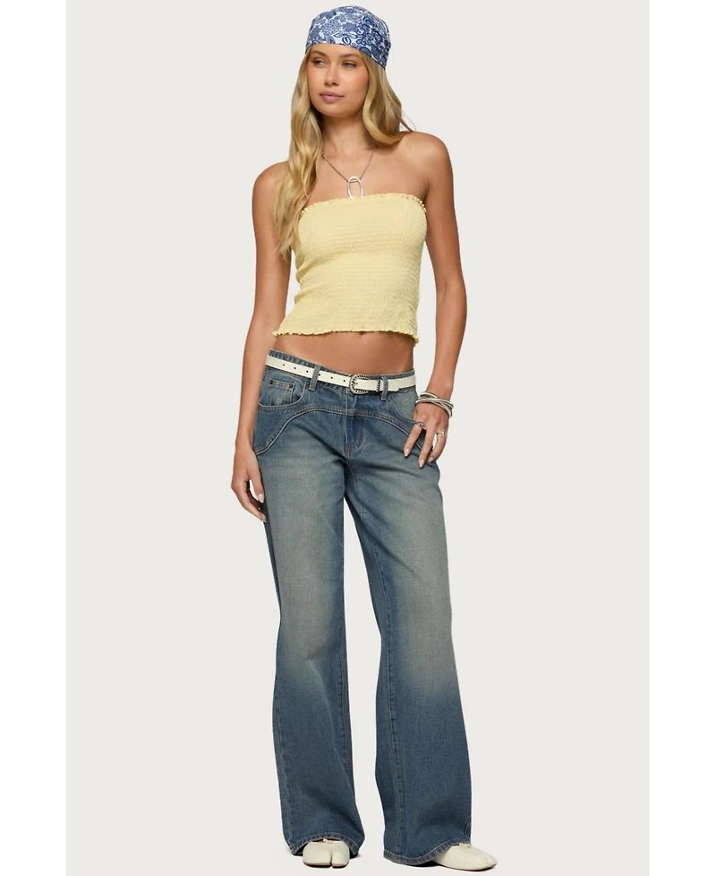 Edikted Womens Emmet Strapless Scrunch Top
