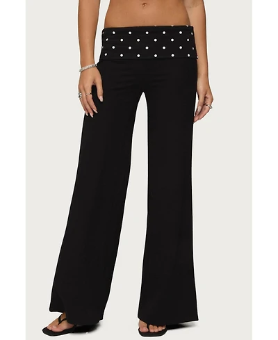 Edikted Women's Reeva Polka Dot Fold Over Pants