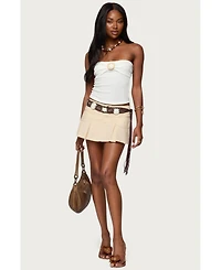 Edikted Womens Layered Textured Knit Strapless Top