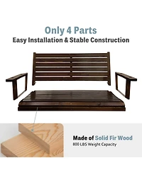 Mega Casa Wooden Porch Swing, Ergonomic Seat, Bench Swing with Hanging Chains and 7mm Springs, Heavy Duty 800 Lbs, for Outdoor Patio Garden Yard (Dark