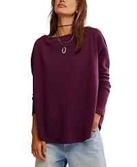 Free People Women's Latte Blues Thermal Long Sleeve Top
