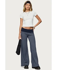 Edikted Women's Amarna Striped Fold Over Pants
