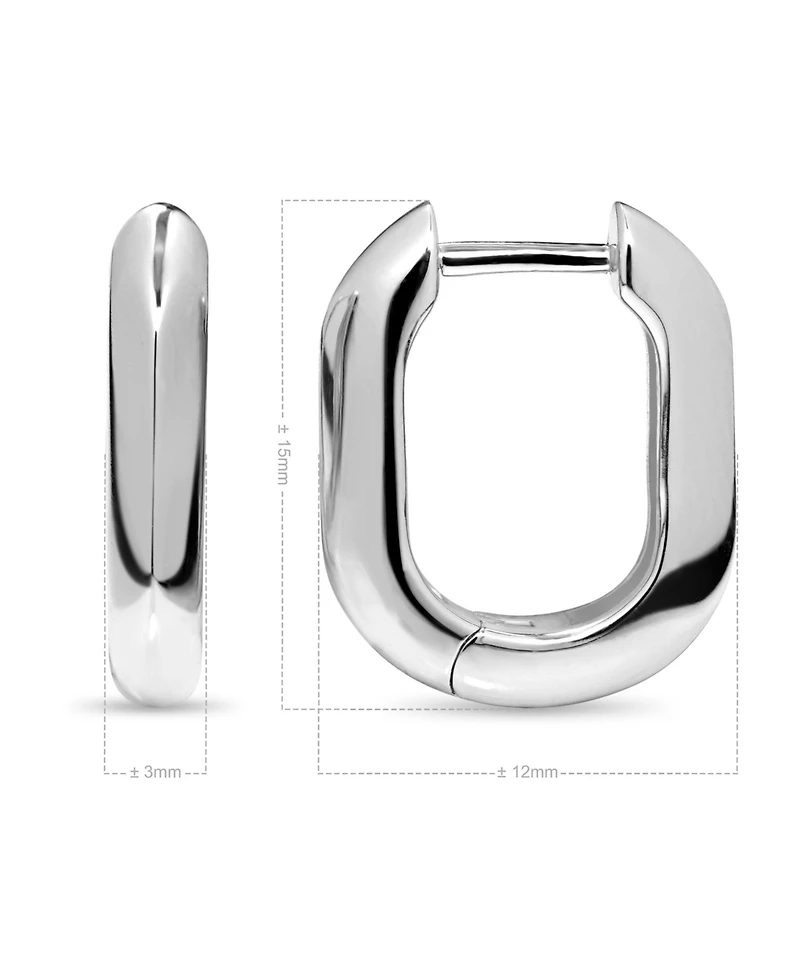 Devata Beveled Hoop Earrings in Sterling Silver