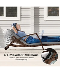 Outsunny Wicker Outdoor Chaise Lounge Chair Set, 5 Adjustable Back,