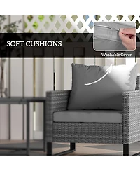 Outsunny 3PCS Patio Furniture Set Wicker Bistro Set with Cushions,