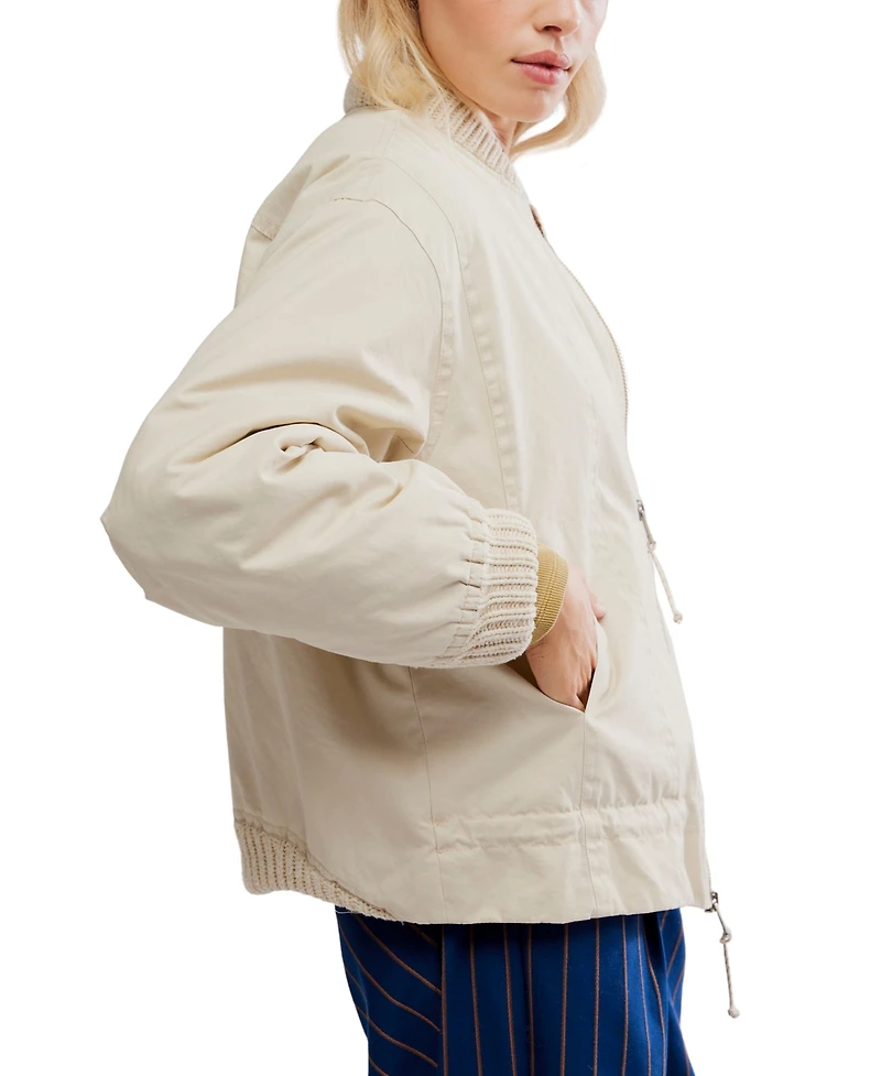 Free People Women's Jax Washed Bomber Long Sleeve Jacket