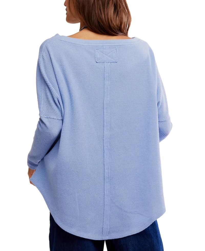 Free People Women's Latte Blues Thermal Long Sleeve Top