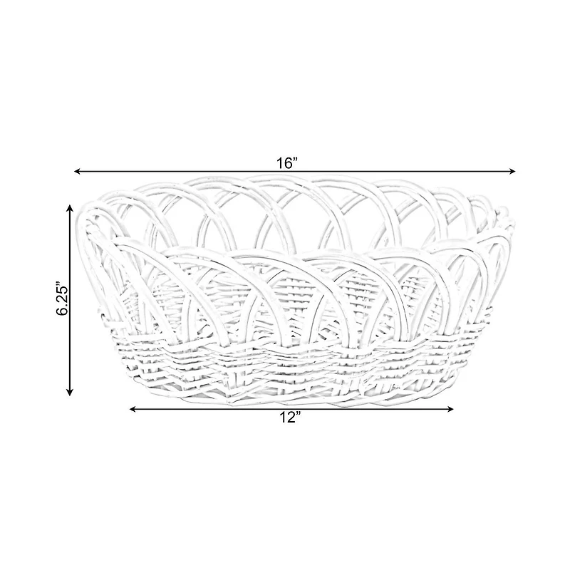 Wickerwise 16 Inch Decorative Round Fruit Bowl Bread Basket Serving Tray, Large
