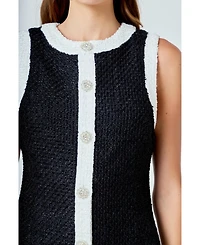 endless rose Women's Tweed Sleeveless Mini Dress