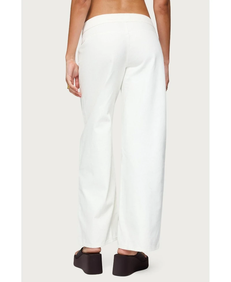 Edikted Women's Buckle Low Rise Straight Leg Pants