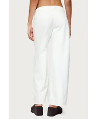 Edikted Women's Buckle Low Rise Straight Leg Pants