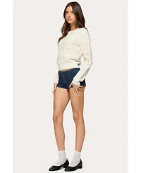 Edikted Womens Emerie Flower Textured Knit Sweater