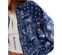 Free People Women's Bandana Jacquard Long-Sleeve Shirt