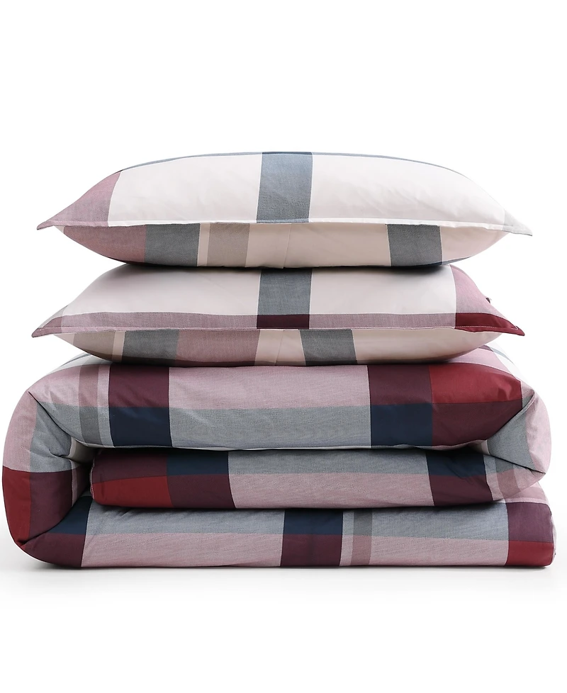 Tommy Hilfiger Prospect Park Plaid Cotton 3-Pc. Duvet Cover Set, King