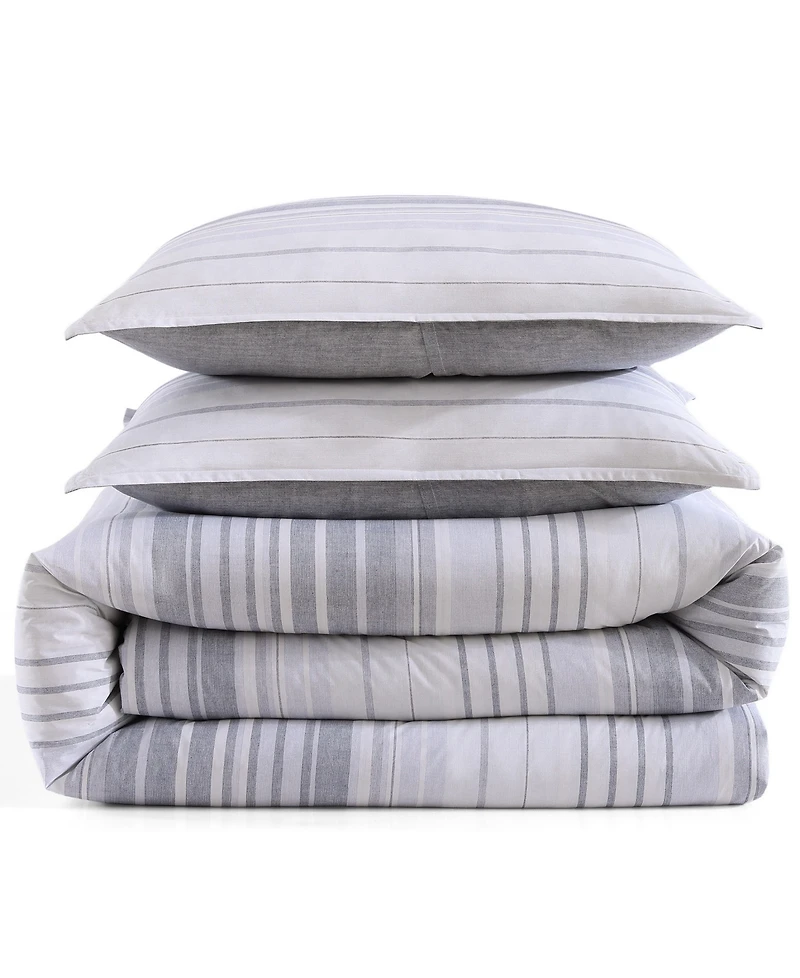 Tommy Hilfiger Bold Stripe Textured Cotton 2-Pc. Duvet Cover Set, Twin