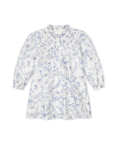 Hope & Henry Baby Girls' Organic Long Sleeve Ruffle Neck Smocked Yoke Dress