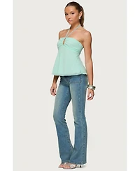 Edikted Women's Sequin Chiffon Keyhole Halter Top