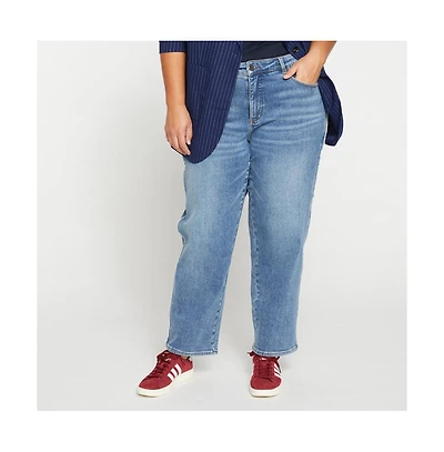 Universal Standard Womens Plus Elliot Mid Rise Tuxedo Stripe Jeans