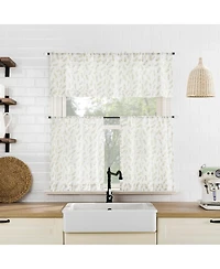 No. 918 Hollis Floral Leaf Sheer Rod Pocket Kitchen Curtain Valance