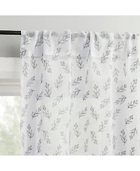 No. 918 Hollis Floral Leaf Sheer Rod Pocket Kitchen Curtain Tier Pair