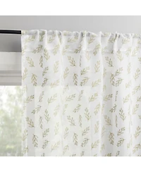 No. 918 Hollis Floral Leaf Sheer Rod Pocket Kitchen Curtain Tier Pair