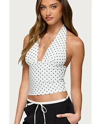Edikted Womens Blaire Polka Dot Halter Top