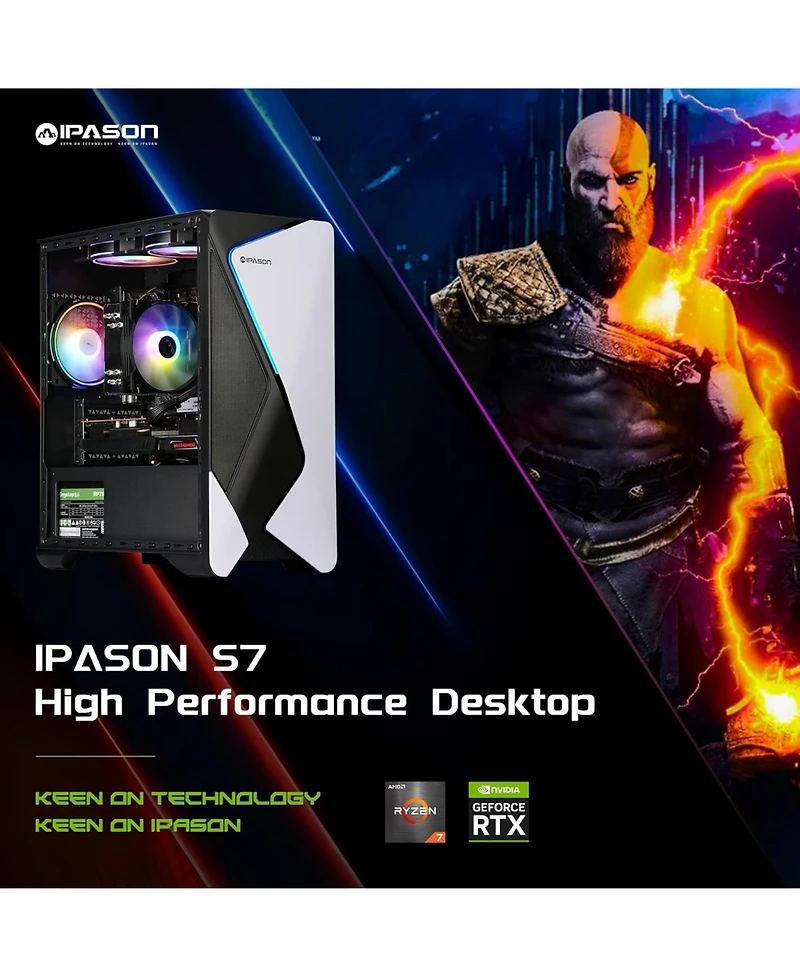 Ipason Gaming Desktop: Amd Ryzen 7 5700X, Nvidia Rtx 4060 Ti, 16GB Ram, 1TB Ssd, Windows 11 Home - Prebuilt Gaming Pc