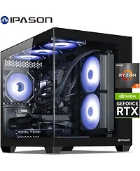 Ipason Gaming Desktop: Nvidia Rtx 5060 8G, Amd Ryzen 5 9600X, 32GB DDR5 Ram, 1TB Ssd, Liquid Cooling - Prebuilt Gaming Pc with Wi-Fi & Rgb