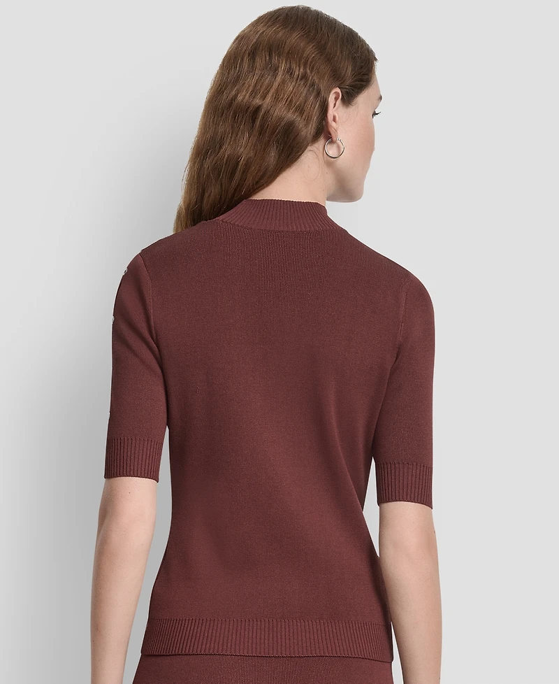 Dkny Women's Grommet Mock Neck Sweater