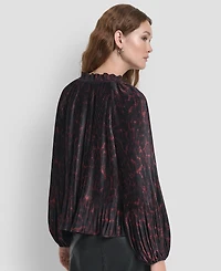 Dkny Women's Long Sleeves Pleated Top