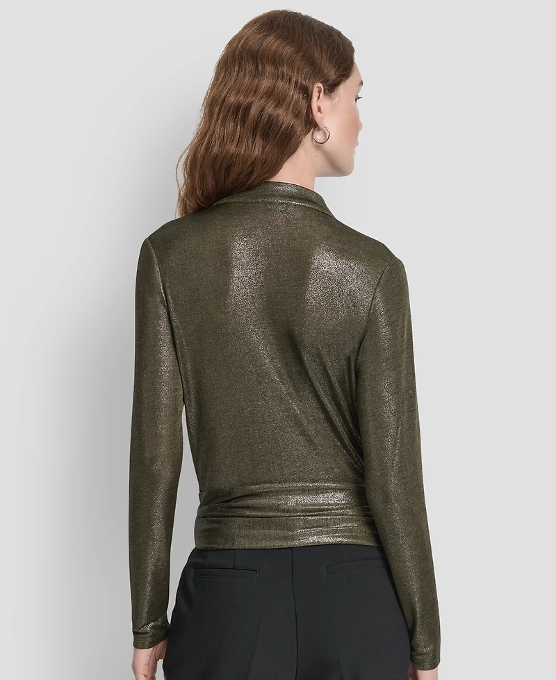 Dkny Women's Long Sleeve Heather Cowl Neck Top