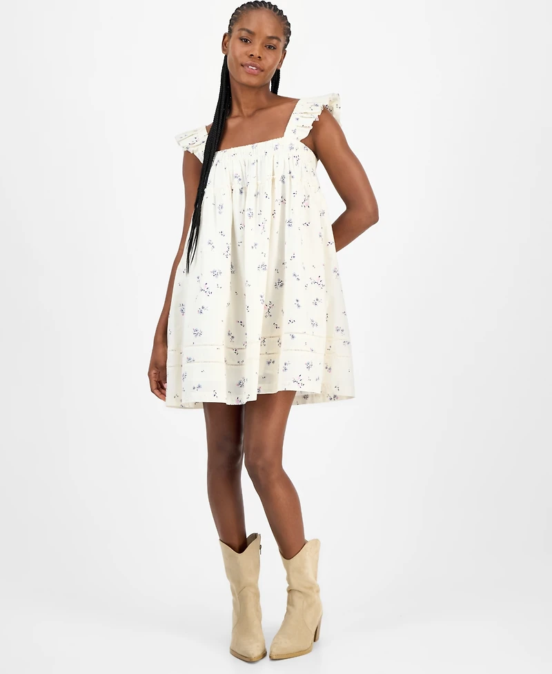 Lucky Brand Women's Ruched Flutter Mini Dress