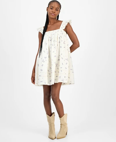 Lucky Brand Women's Ruched Flutter Mini Dress