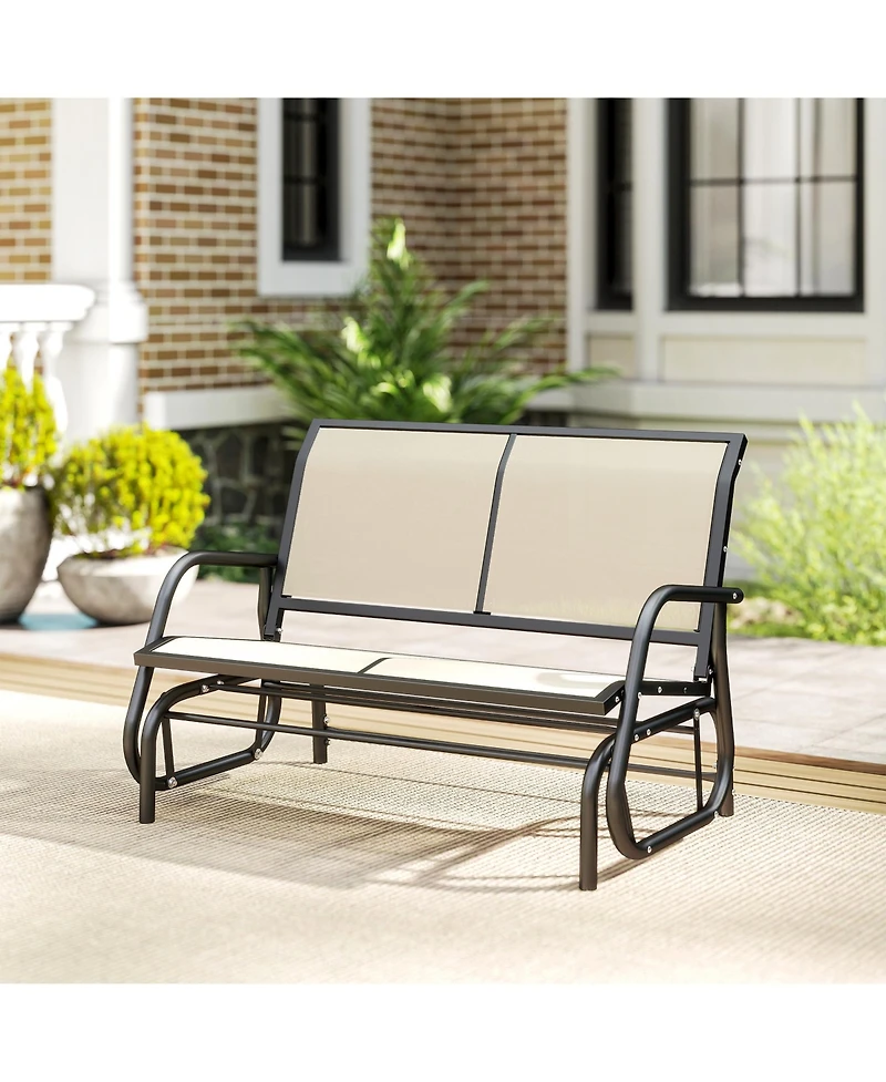Outsunny 2-Person Patio Glider Bench Rocking Chair Loveseat w/ Armrest